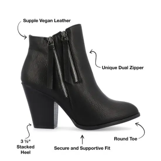 Journee Collection Womens Vally Inside Zip Stacked Heel Booties image {7}
