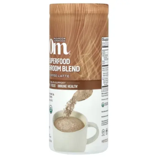 Om Mushrooms Superfood Mushroom Blend, Coffee Latte, 8.47 oz (240 g) image {2}