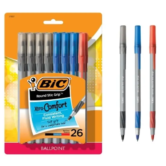 BIC Xtra Comfort Ballpoint Pens, 1.2mm, 26ct - Multicolor Ink: Rubber Grip, Art & Stationery, Office Supplies image {7}