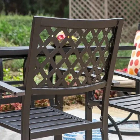 7pc Outdoor Dining Set with 37" Table & Swivel Arm Chairs - Captiva Designs image {5}