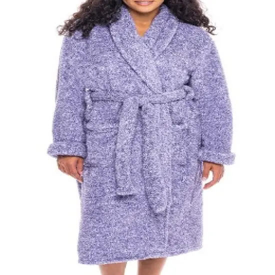 Women's Fuzzy Plush Fleece Winter Robe, Warm Soft Bathrobe for Her image {18}