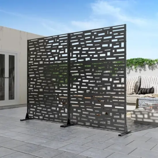 1-Piece Wide Edged Black Galvanized Sheet Screen Outdoor Metal Screen Decorative Art Panel image {5}