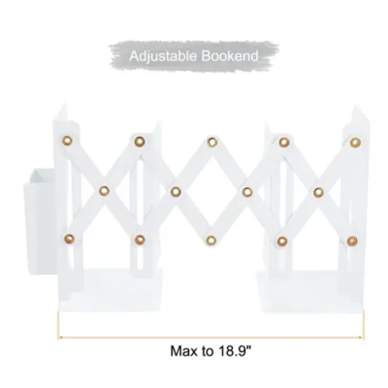 Unique Bargains Adjustable Bookend with Pen Holder Expandable Magazine File Organizer Holder for Office 1 Pcs image {1}