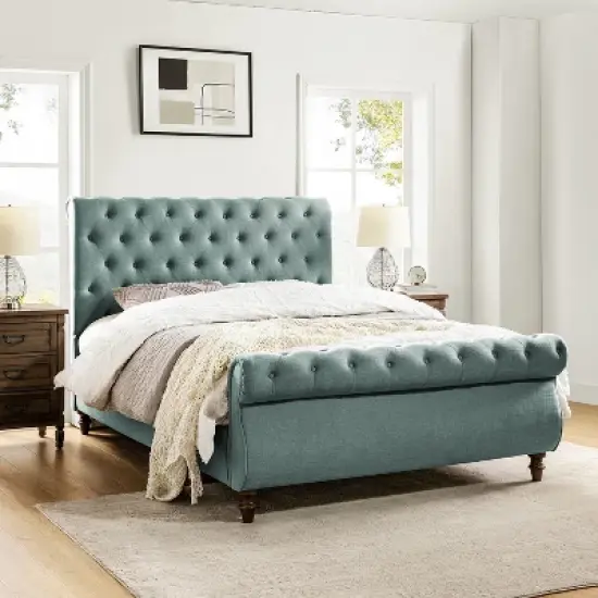 Deirdre Upholstered High-end beds  Lighted Sleigh Platform Bed with Headboard and Footboard | ARTFUL LIVING DESIGN image {2}