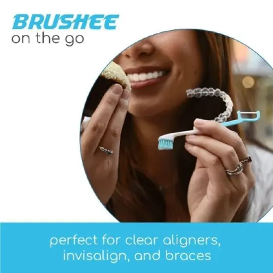 Brushee 4-in-1 (Paste + Brush + Floss + Pick) Disposable Prepasted Travel Toothbrush image {5}