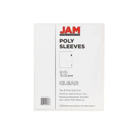 JAM Paper Plastic Sleeves 9" x 12" Clear 12/Pack 2226316988 image {2}