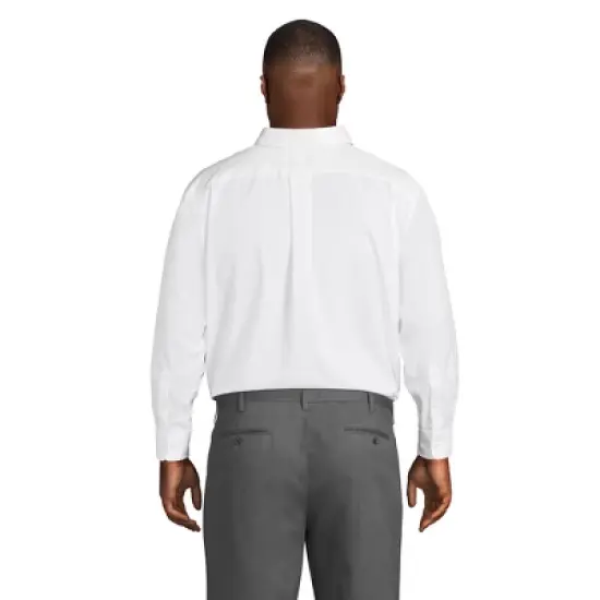 Lands' End Men's Traditional Fit Solid No Iron Supima Pinpoint Buttondown Collar Dress Shirt image {1}