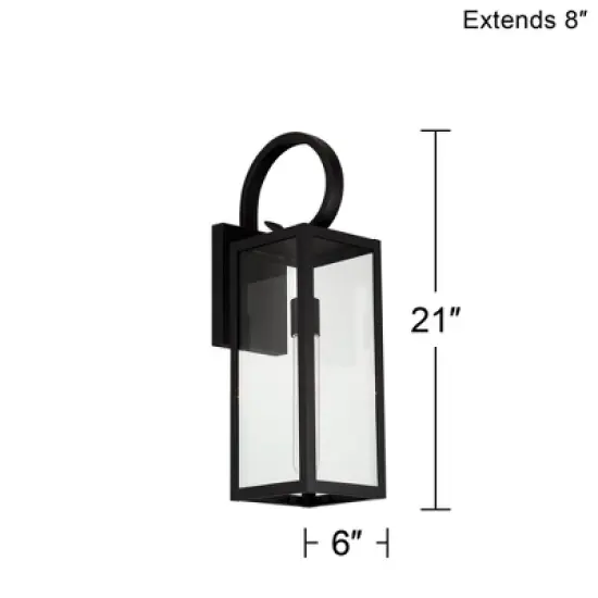 John Timberland Modern Outdoor Wall Light Fixtures Set of 2 Deep Black 21" Clear Glass for Post Exterior Barn Deck House Porch image {7}