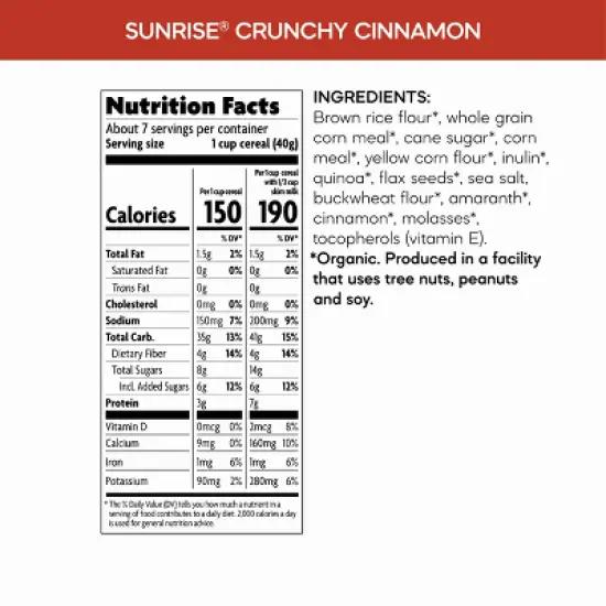 Nature's Path Organic Crunchy Sunrise Cinnamon Cereal 12pk/127.2oz image {5}
