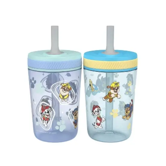 Zak Designs 2pk 15 fl oz Plastic Paw Patrol Water Bottles: Kids & Toddler Portable Drinkware, Dishwasher-Safe, Blue image {1}