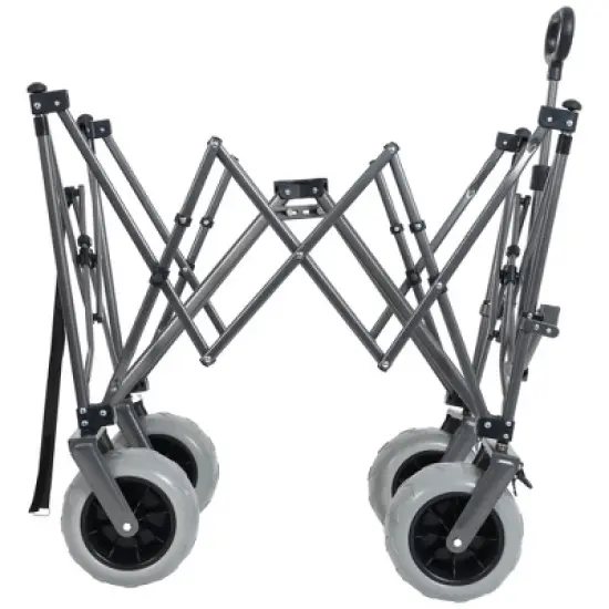 Whisen Multi-functional Folding All-Terrain Utility Wagon Cart with 360&deg;Swivel Balloon Wheels, Brakes and Adjustable Handles - Black+ Gray image {13}
