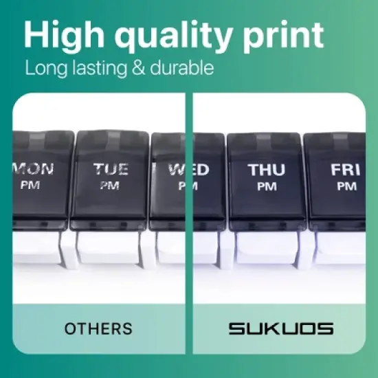 Sukuos AM PM Weekly 7 Day Pill Organizer, Large Pill Cases w/ Push Button Design image {3}