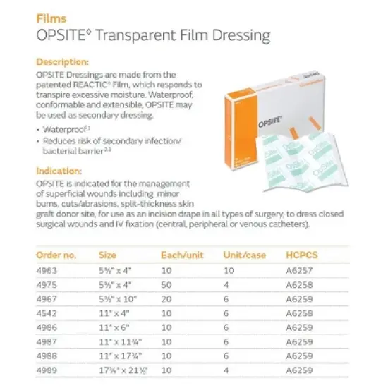 Smith & Nephew 4975 Transparent Adhesive Waterproof Film 5&frac12; in. x 4 in. (Box of 50) image {2}