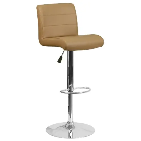 Emma and Oliver Swivel Rolled Seat Adjustable Height Barstool with Chrome Base image {13}