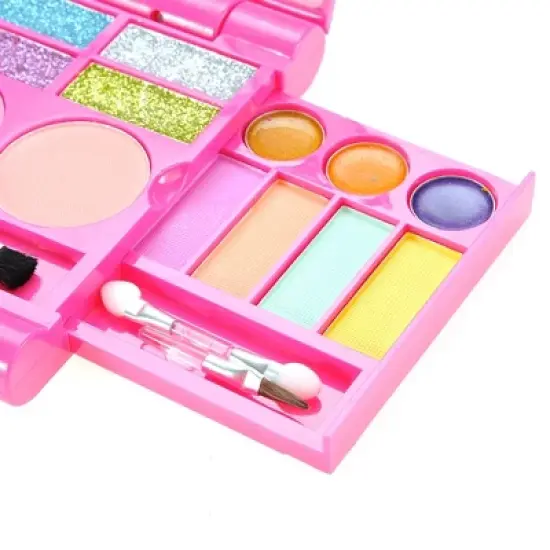 Link Pretty Princess Girls Deluxe Colorful Makeup Palette With Mirror & Brushes - Pink image {6}