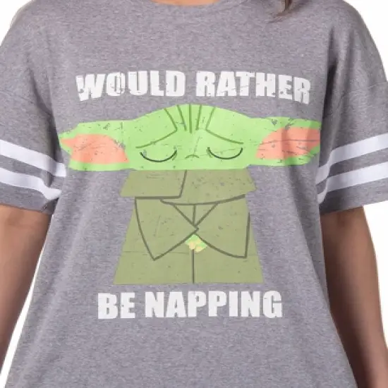 Star Wars Women's The Mandalorian Baby Yoda Grogu Nightgown Pajama Shirt Grey image {2}
