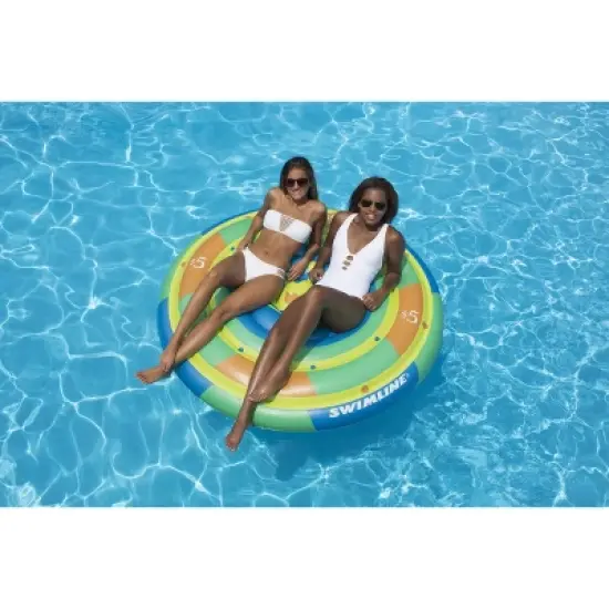 Swimline 60&rdquo; Inflatable High Roller Chip Pool Float Ages 13 and Up - Green/Yellow image {2}