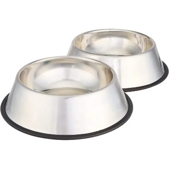 2-Pack Stainless Steel Non-Skid Pet Dog Water And Food Bowl,, Each Holds Up to 4 Cups image {6}