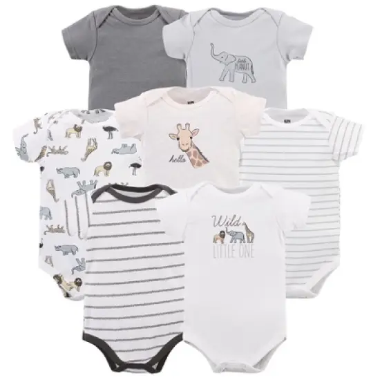 Hudson Baby Infant Unisex Cotton Bodysuits, Modern Neutral Safari image {2}