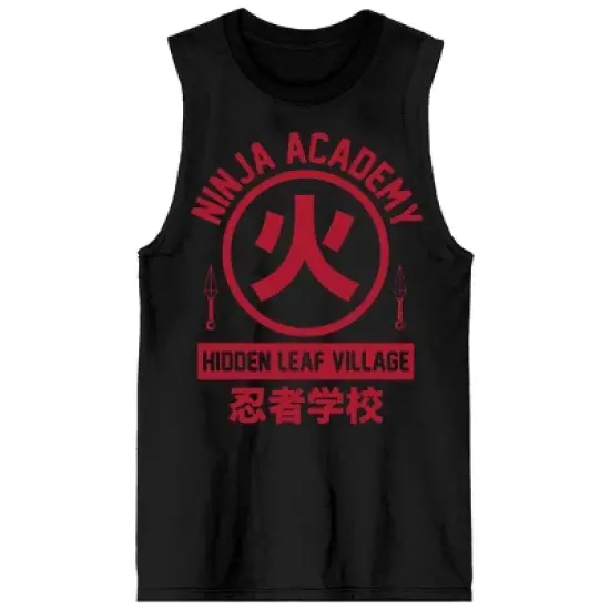 Naruto Shippuden Ninja Academy Crew Neck Sleeveless Men's Black Tank Top image {3}