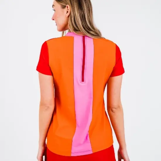 Calypsa Womens Mock Neck Color Block Rash Guard image {2}