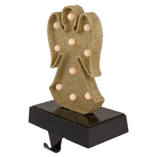 Northlight LED Lighted Glittered Angel Christmas Stocking Holder - 7" - Gold Finish image {3}