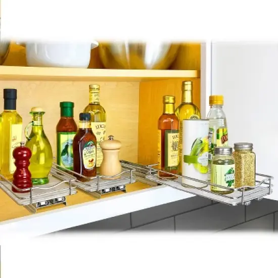 Lynk Professional Slide Out Spice Rack Upper Cabinet Organizer - 6" Wide: Chrome-Plated Kitchen Storage, Pull Out System image {5}