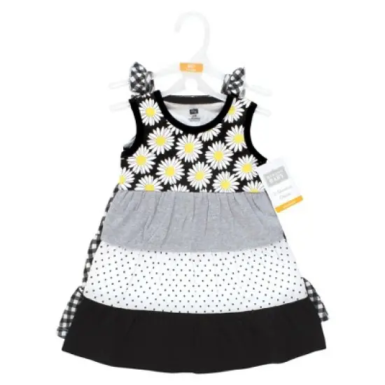 Hudson Baby Girl Cotton Dresses, Black Daisy image {1}