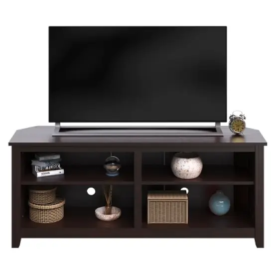 Entertainment Center - TV Stand Supports up to 65-inch TVs - Traditional Design with 4 Cubbies and 2 Shelves by Lavish Home (Espresso) image {6}