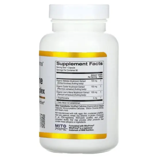 California Gold Nutrition Ergothioneine Mushroom Complex with Organic Maitake, Organic Oyster, Organic Lion's Mane Mushroom Extracts and image {1}