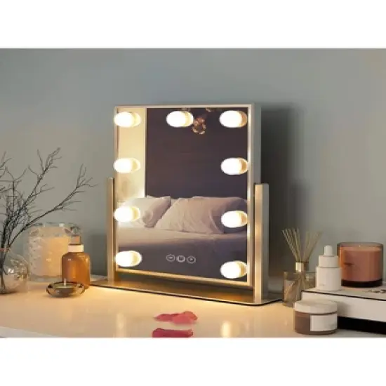 Fenchilin Large Hollywood Vanity Makeup Mirror with Smart Touch Control, 3 Color Options, Dimmable Light, 10X Magnification, and 360 Degree Rotation image {1}