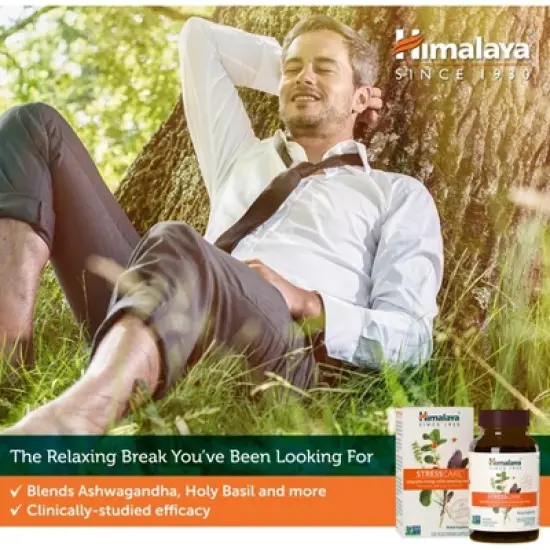 Himalaya StressCare Herbal Supplement, Supports Stress Relief, Ashwagandha, Holy Basil/Tulsi, Gotu Kola, Non-GMO, Vegetarian, 60 Capsules image {2}