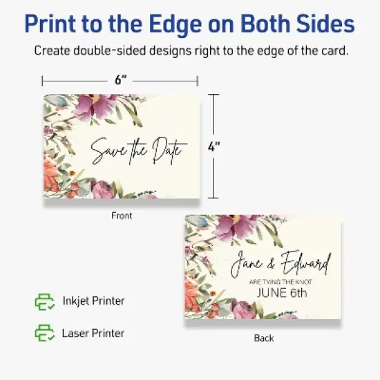 Avery Printable Rectangle Cards, 4" x 6", Matte Ivory, 20ct image {5}