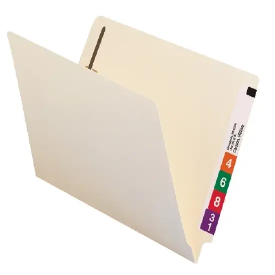 Smead End Tab Pocket Folder with Fastener, Straight-Cut Tab, 1 Pocket, Letter Size, Manila, 50 per Box (34100) image {6}