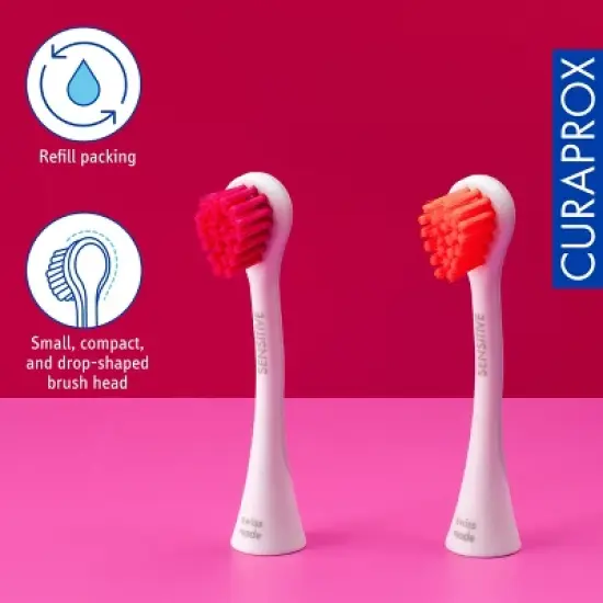 Curaprox Hydrosonic Rainbow Sensitive Brush Heads, Magenta/Orange, 2 pcs image {3}