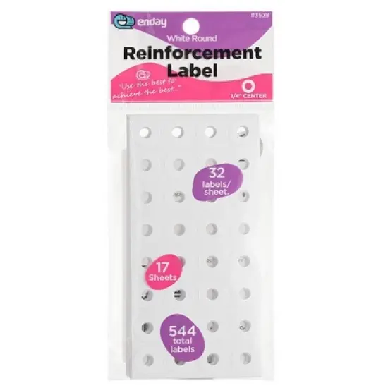 Enday White Reinforcement Label 544 Labels Per Pack image {6}