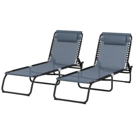 TIRAMISUBEST 4-Position Folding Chaise Lounge Chair with Breathable Mesh for Beach, Pool, Patio & Backyard - Gray image {6}