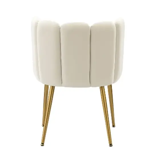 Barbara Contemparary Velvet Vanity Stool for Makeup Room, Moden Accent Side Chairs for Living Room with Shell Back and Golden Metal Legs | ARTFUL LIVING DESIGN image {7}