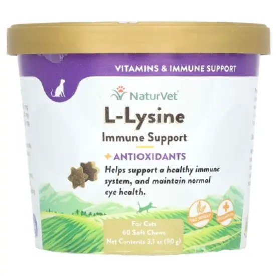 NaturVet L-Lysine Immune Support + Antioxidants, For Cats, 60 Soft Chews, 3.1 oz (90 g) image {4}