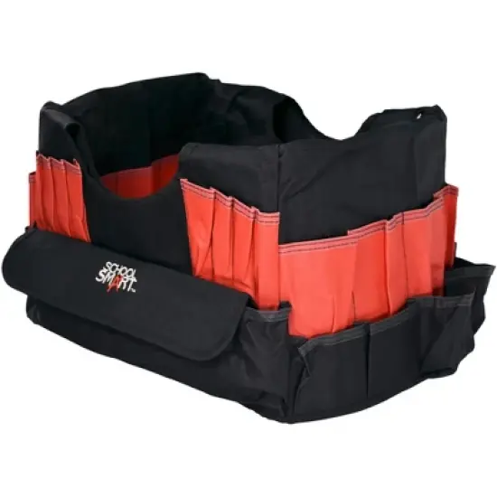 School Smart Caddy Organizer with 43 Pockets, Medium, 14 x 12 x 12 Inches, Black/Red image {2}