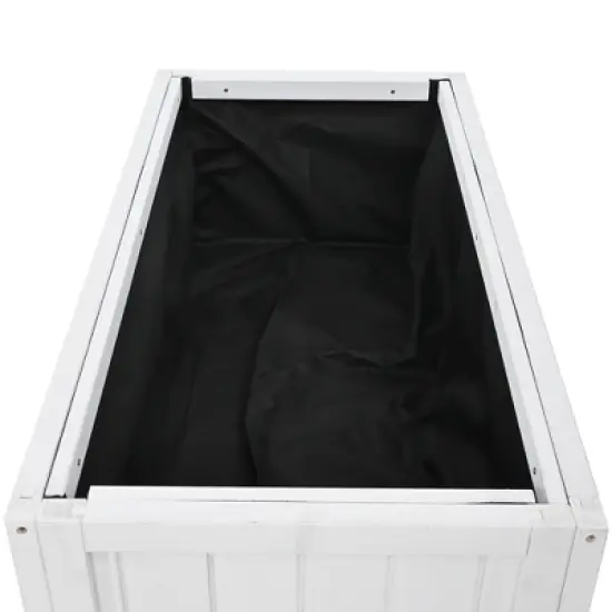 35&ldquo;W Wood Garden Greenhouse Balcony Mini Cold Frame with Wheels, Raised Bed with Liner and 2 Doors for Indoor Outdoor Use, White/Black-ModernLuxe image {5}