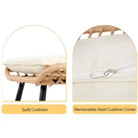 5-Piece Patio Bistro Set with Ottoman, Outdoor Wicker Furniture with Tempered Glass Table, Chairs and Footrests for Balcony, Porch, or Poolside image {5}