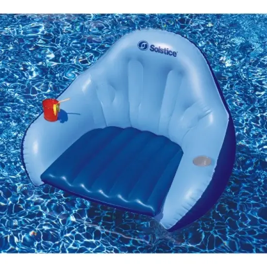 Swim Central 67" Blue Inflatable Convertible Swimming Pool Floating Lounger with Mesh Seat image {5}