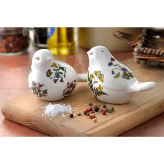 Portmeirion Botanic Garden Figural Salt and Pepper Shaker Set, Bird Shaped with Assorted Floral Motifs, Made from Porcelain, Chip Resistant Glaze image {4}