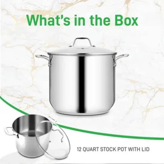 NutriChef 12-Quart Stainless Steel Stock Pot - 18/8 Food Grade Steel Heavy Duty image {6}
