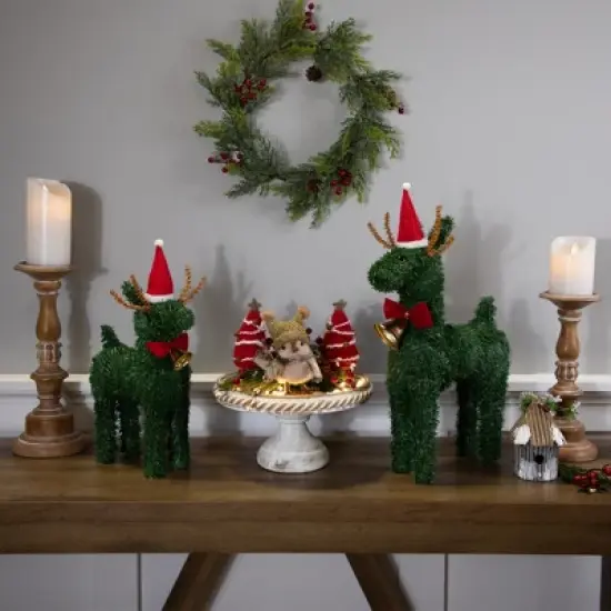 Northlight Pine Reindeer with Bell Artificial Christmas Decoration - 12" image {2}