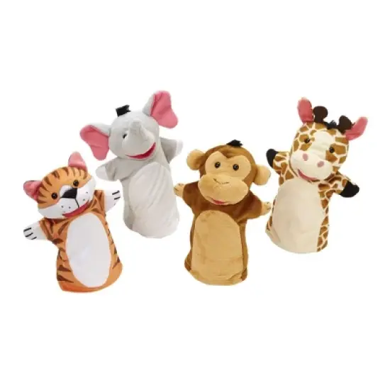 Melissa & Doug Zoo Friends Hand Puppets 4pk - Elephant, Giraffe, Tiger, and Monkey image {3}