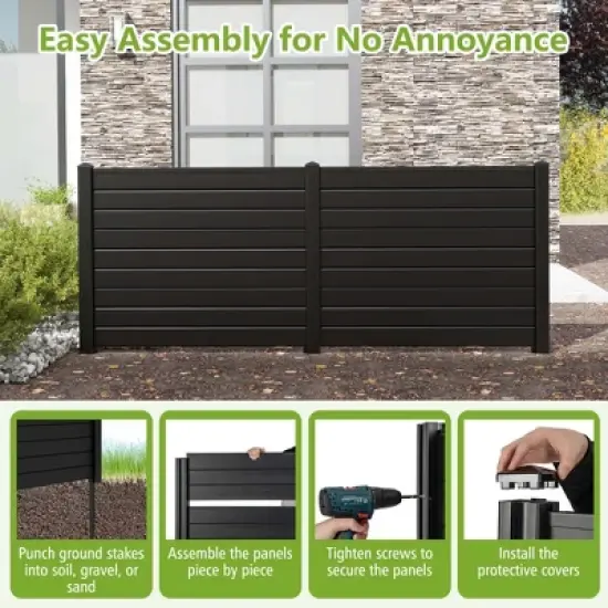 Costway 48"L x 37.5"H Air Conditioner Fence with 3 Ground Stakes Black/White image {7}