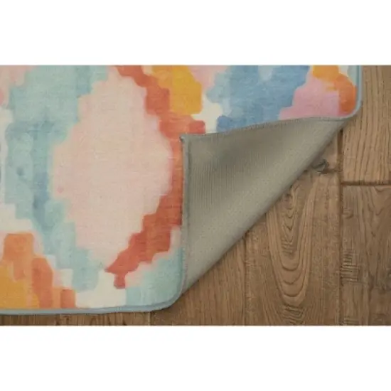 Padgett Washable Outdoor Rug Aqua Blue/Orange - Linon image {3}