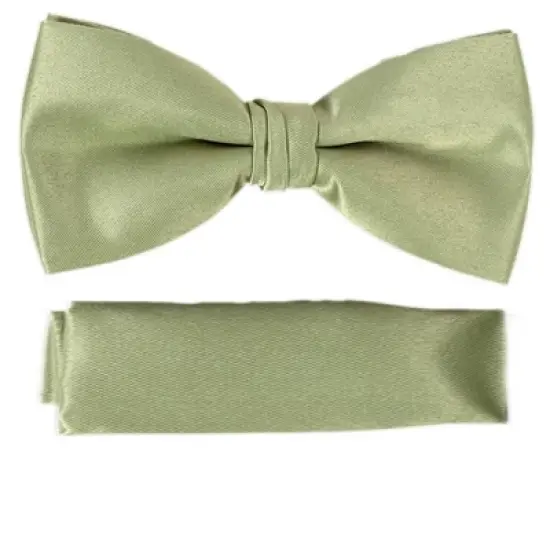 New Men's Solid Pre Tied Bow Tie and Hanky Set image {30}